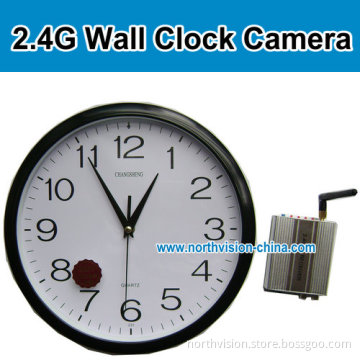 2.4G Wireless Camera, 4CH Wall Clock Color Camera with 2.4G Receiver, 1/3inch CMOS 380TV, Transmission Range Max Is 20m